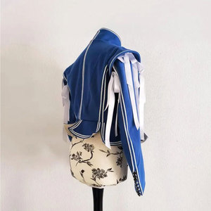 Doblete de lana azul con adornos y cintas blancas, doblete histórico del siglo XVII, chaqueta forrada hecha a mano - Product Image 4