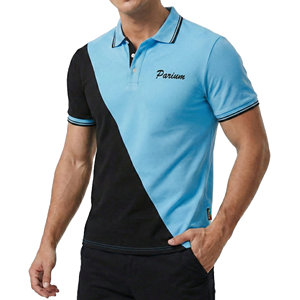 Polo piqué respirant pour hommes en gros, personnalisable avec logo, élégant, à blocs de couleur, avec poignets contrastants, manches courtes, pour le golf - Product Image 4