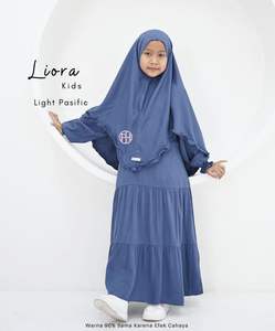 ABAYA PARA NIÑAS DE TELA DE RAYÓN TULIANO TRANSPIRABLE, LIGERA, CASUAL, CON VOLANTES Y CIERRE DE CREMALLERA, VENTA GLOBAL ODM - Product Image 2