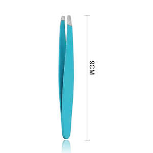 Pince à épiler légère, réutilisable, écologique, en acier inoxydable bleu, à volume incliné, personnalisable pour cils et sourcils - Product Image 5