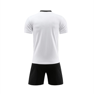 Ensemble de maillot de football unisexe blanc avec short noir, col en V, manches courtes, polyester respirant, vêtements de sport toutes saisons IRON MARK - Product Image 2