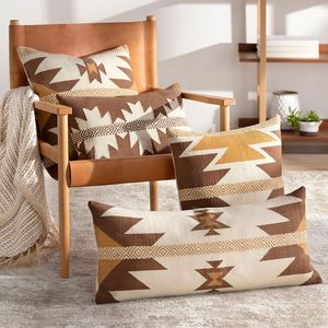 INDIAN TEXTILES H/L <b>Striped</b> Square Throw Pillow Cover Woven Minimalist Decorative <b>Cushion</b> Beige Green Textile - Product Image 6