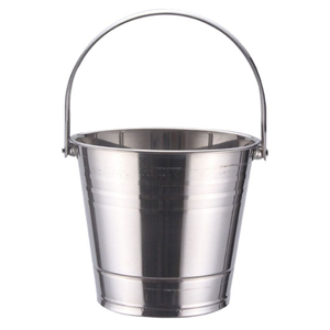 Cubo de hielo de aluminio de moda, con acabado plateado, forma redonda, enfriador de vino con asa de hoja, enfriador de cerveza de diseño - Product Image 3