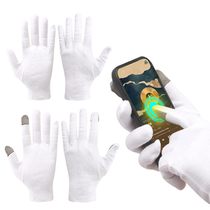 Gants blancs d'étiquette en pur coton, fins, style antique, pour le travail, la bijouterie et la conduite - Product Image 1