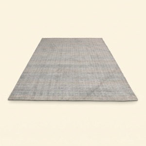 Alfombra de Lana de Pelo Grueso de Altura Media, Tejida a Mano, Antideslizante, Ecológica, Color Gris Beige con Diseño de Cuadrícula Texturizada Minimalista para Sala de Estar - Product Image 2
