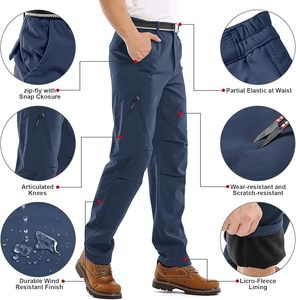 Pantalones cargo de secado rápido para hombre, color azul marino, con bolsillos con cremallera y cintura con cinturón para actividades al aire libre - Product Image 4