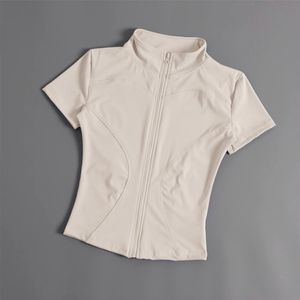 Women's Lightweight <b>Yoga</b> <b>Jacket</b> High-Elasticity Short Sleeves Stand Collar Second-Skin Fit for Fitness Training Breathable Top - Product Image 3