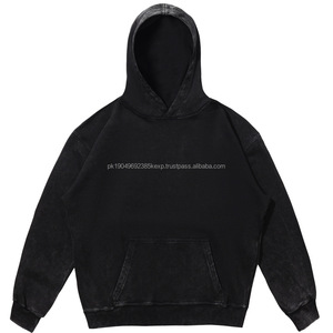 Custom Streetwear Washed Blank Vintage Hoodie Heavyweight <b>Black</b> Wash Hoodie Private Label Oversized Hoodie For <b>Men</b> DDP Shipping - Product Image 1