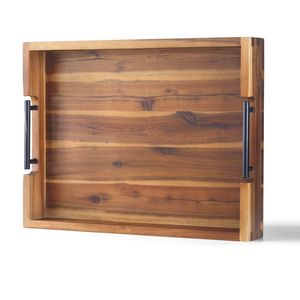 Indian Customized Eco-Friendly Durable Handmade Wooden Serving Tray for Kitchen Dining <b>Table</b> Tea Coffee Snacks <b>Breakfast</b> <b>Bed</b> Use - Product Image 4