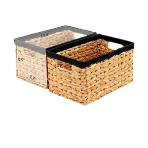 Handmade Water Hyacinth <b>Storage</b> <b>Basket</b> Cross-Border <b>Rectangle</b> Sundries <b>Basket</b> Woven for Home Toy Organizer Miscellaneous <b>Storage</b> - Product Image 2