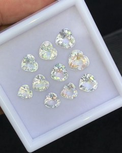 Natural Rainbow Moonstone Heart Shape Faceted Blue <b>Flash</b> Calibrated Small Gems For Jewelry Making Supply - Product Image 6