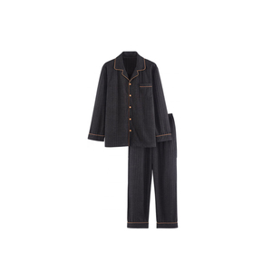 Ensemble de pyjamas en coton tricoté pour couple, collection Printemps-Automne 2026, manches longues, grandes tailles, vente en gros - Product Image 3