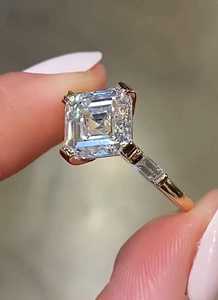 Special Design 2.00CT Asscher Cut Diamond <b>Unique</b> Ring Lab Grown IGI Certified <b>For</b> Women's 14K Solid Gold Wedding Party <b>Gift</b> <b>Her</b> - Product Image 3