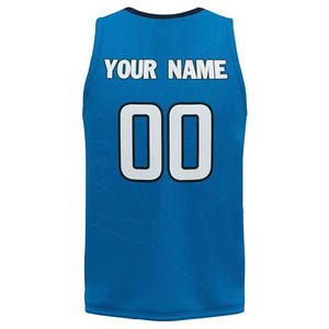Ensemble de maillots de basket-ball bleus personnalisés, sans manches, col en V, évacuation de l'humidité, nom de l'équipe 00, impression sublimée, unisexe pour adultes - Product Image 2