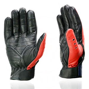 Samroz Sports Men's Black Leather i-<b>Touch</b> <b>Screen</b> Compatible Motorcycle Hand <b>Gloves</b> w/Stars - Product Image 2