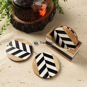 Posavasos Premium con Incrustaciones de Hueso, Cuadrado de 4x4 Pulgadas, Hecho a Mano, Decoración Elegante para Mesa, Tradebyd - Product Image 5