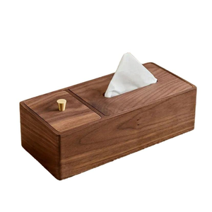Boîte à mouchoirs artisanale en teck avec panneau en rotin pour salle de bain et décoration intérieure, boîte unique par Perfect Enterprises - Product Image 2