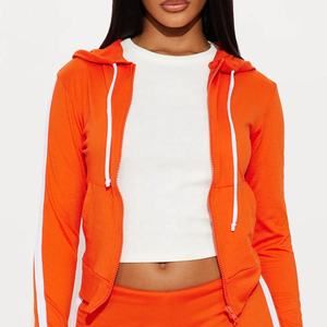 OEM Jogging pour femme, personnalisable avec votre propre design, marque privée, sur mesure, fermeture éclair intégrale, couleur orange, confortable - Product Image 3