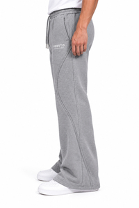 Pantalon de survêtement gris pour homme, coupe large, taille élastique avec cordon de serrage, décontracté, respirant, poches latérales, idéal pour l'automne - Product Image 2