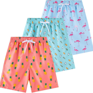 Boys' Casual Striped Quick Dry <b>Mid</b> Waist Drawstring Board Shorts Swim Trunks - Product Image 2