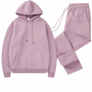 Chándal de invierno para mujer, de algodón grueso, con capucha, corto, con lentejuelas, impermeable |   Conjunto Casual de 2 Piezas Talla Grande |   Color Sólido Personalizado - Product Image 1