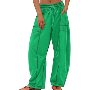 Women Cotton Cargo Sweatpants Wide Leg Pants High Waist <b>Drawstring</b> Casual Loose Fit Streetwear <b>Trousers</b> - Product Image 6