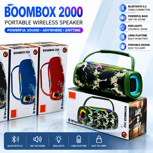 <span class=keywords><strong>BOOMBOX</strong></span> 2000 Reproductor de Audio Inalámbrico con Correa de Mano, Sonido HD 360, Luz RGB Camuflaje, Bajos Potentes, Dispositivo para Regalo, Venta al por Mayor - Product Image 1