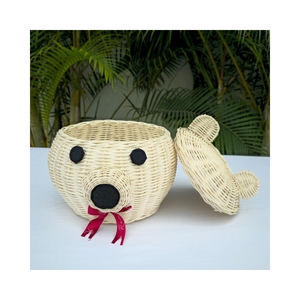 Handwoven Bear-shaped Round Organizer Eco-friendly Decorative Box for Stationery Makeup and Accessories - Product Image 2