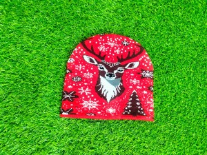 Red Christmas Beanie Hat With Custom Pattern 100% Acrylic Knitted Winter Cap Unisex Adult Casual Style Manufacturer <b>Socks</b> Beanie - Product Image 5