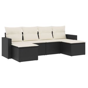 Set Divano da Giardino in Rattan Nero con Cuscini, 6 Posti, Arredamento da Esterno dal Design Contemporaneo - Product Image 2