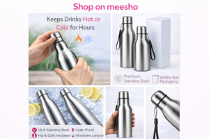 Bouteille d'eau Liviya en acier inoxydable, nouveau design, personnalisable, durable, anti-fuite, écologique, cadeau de Thanksgiving et de Noël - Product Image 3