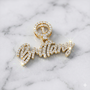 925 <b>Silver</b> Gold Plated Cursive <b>Initial</b> Letter Name Pendant Custom Iced Charm <b>Necklace</b> Lab Grown Diamond Personalized Trendy Gift - Product Image 4