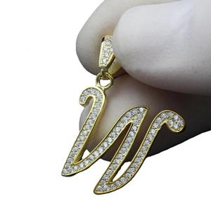 Colgante con la letra W, con diamantes de moissanita, regalo de cumpleaños, plata 925, cadena gratuita, al por mayor y barato. - Product Image 3