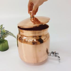 Pot de stockage d'eau en cuivre poli avec finition brillante, distributeur d'eau potable ayurvédique, récipient en cuivre de qualité supérieure, artisanat métallique - Product Image 2