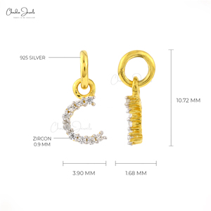 Colgante con Inicial C de Circonita Blanca Natural en Plata de Ley 925, Corte Redondo de 0.9MM, Engaste Pavé, Joyería Minimalista Chapada en Oro para Novia - Product Image 2