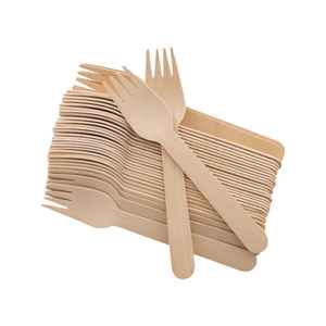 Tenedor de Madera Desechable, Ecológico, Biodegradable, Cubiertos de Madera Natural, Tenedor de Madera para Fiestas, Picnics, Catering, Vajilla - Product Image 1