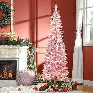Albero di Natale Artificiale Pre-Illuminato da 180 cm con 250 Luci LED e 500 Rami, Base Staccabile, Albero di Natale Rosa - Product Image 2
