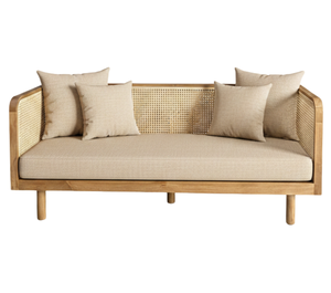 Canapé d'extérieur en teck écologique Kana 2 places avec texture organique en rotin pour la décoration moderne de la terrasse - Product Image 6