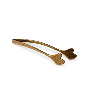 Premium Design Antique Brass Finish Metal Tongs with <b>Leaf</b> Design Decorative Serving Utensil for Home Bar Home Hotel Party Use - Product Image 4