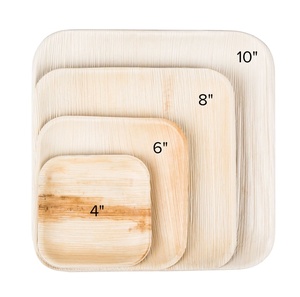 Prix direct d'usine Assiettes biodégradables en feuilles de palmier Areca Ensembles de vaisselle jetables à motif végétal pour cadeaux - Product Image 1