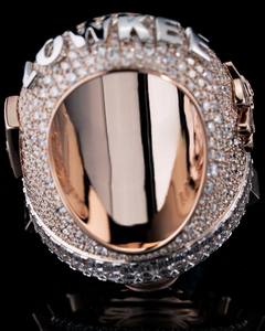 Rose Gold Color <b>Ice</b> Cube <b>Ring</b> Letter Charm Band Crystal Accent Fine Jewelry Gift - Product Image 1
