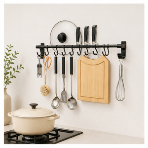 Multifunctional Wall-Mounted <b>Kitchen</b> Organizer Hanging Rail Metal Rail Space Saving Minimalist Design for <b>Kitchen</b> Storage - Product Image 2
