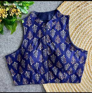 Premium Quality Latest Designer Ajrakh Cotton with Printed Design <b>Readymade</b> Collar-<b>Blouse</b> Collection Manufacturer from Surat - Product Image 3