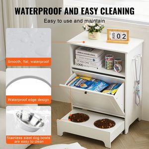 Stazione di Alimentazione Rialzata per Cani con 2 Ciotole in Acciaio Inossidabile e Contenitore per Cibo - Product Image 3