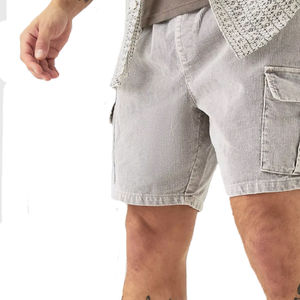 Shorts de Algodón Lavado al Ácido, Color Negro Desgastado, Tallas Grandes, Estilo Vintage, con Bordado Personalizado, Shorts para Hombre, Venta al Por Mayor - Product Image 5