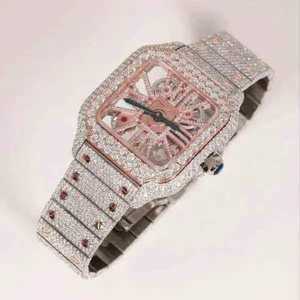 Montre Chronographe Carrée de Luxe Indienne SHREYA DIAM en Acier Inoxydable avec Diamants, Étanche 10m, Verre Hardlex - Product Image 1