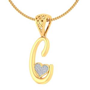 Pendentif lettre C en or massif avec pavé de diamants moissanite en forme de cœur, bijou romantique pour femme, charme pour usage quotidien - Product Image 1