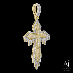 Rose Gold Plated Cross Pendant Round Brilliant Cut <b>Moissanite</b> Charm Christian Religious <b>Jewelry</b> for Men Ceremony Wear - Product Image 2