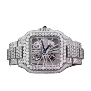 Montres squelette automatiques glacées Montre en or de luxe pour hommes mécanique VVS Moissanite Montre de laboratoire en diamant la plus vendue Bague Bijoux - Product Image 5