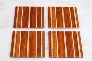 Handmade Natural Wood Round Modern Eco-Friendly Durable Reusable Coasters - Product Image 2